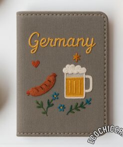 Food Lover Embroidered Passport Cover, Handmade Travel Wallet with World Cuisine Designs, Personalized Gift for Travelers and Foodies - Image 3