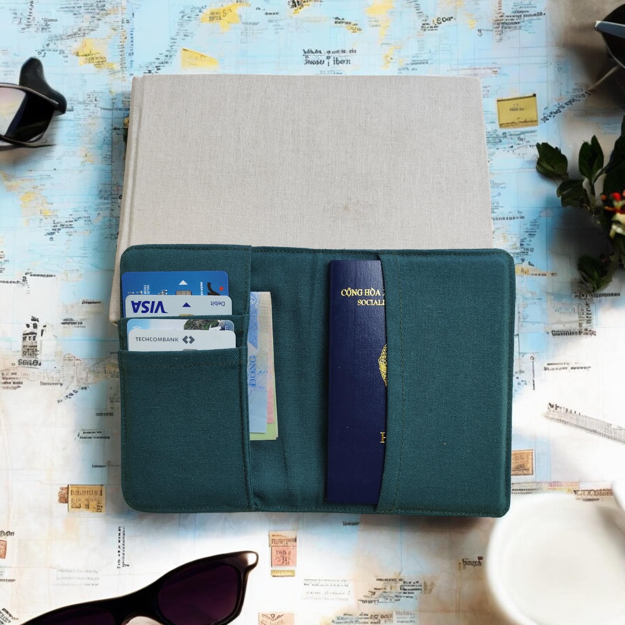 Food Lover Embroidered Passport Cover, Handmade Travel Wallet with World Cuisine Designs, Personalized Gift for Travelers and Foodies - Image 10