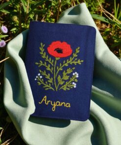 Alternative view of Hand-Embroidered Linen Passport Cover: Red Poppy Floral Travel Wallet