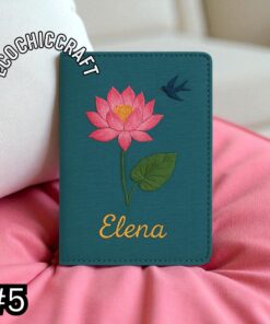 Lotus Embroidered Passport Cover, Embroidered Passport Holder, Floral Passport Case, Lotus Flower Passport Wallet, Handmade Passport Gift - Image 6