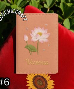 Lotus Embroidered Passport Cover, Embroidered Passport Holder, Floral Passport Case, Lotus Flower Passport Wallet, Handmade Passport Gift - Image 7