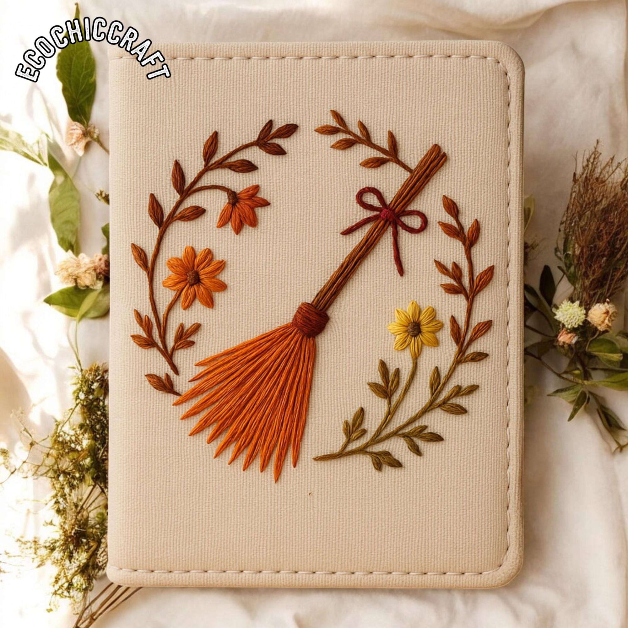 Halloween Embroidered Passport Cover, Spooky Travel Wallet