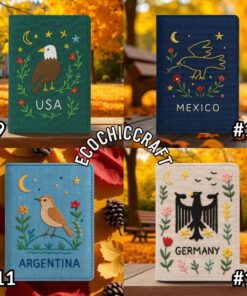 Embroidered Passport Cover with National Mascots - Handmade Travel Wallet with Animal Symbols | Custom Gift for Travelers & Culture Lovers - Image 6