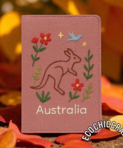 Embroidered Passport Cover with National Mascots - Handmade Travel Wallet with Animal Symbols | Custom Gift for Travelers & Culture Lovers