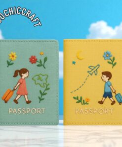 Couple Embroidered Passport Cover - Handmade Matching Travel Wallet Set with Romantic Designs, Wedding, Anniversary, Honeymoon Gift for Women