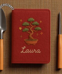 Tree and Leaf Passport Holder, Monstera Olive Maple Leaf Cactus Pine Bonsai Travel Wallet Gift, Hand Embroidered Passport Cover - Image 3