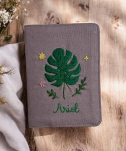 Tree and Leaf Passport Holder, Monstera Olive Maple Leaf Cactus Pine Bonsai Travel Wallet Gift, Hand Embroidered Passport Cover - Image 6