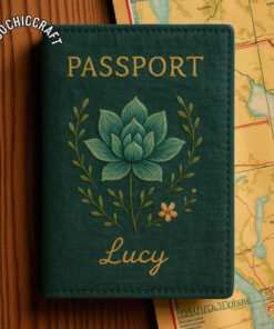 Tree and Leaf Passport Holder, Monstera Olive Maple Leaf Cactus Pine Bonsai Travel Wallet Gift, Hand Embroidered Passport Cover