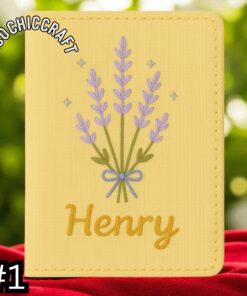 Alternative view of Embroidered Lavender Passport Cover, Floral Passport Holder, Personalized Travel Wallet, Lavender Embroidery Passport Case, Birthday Gift