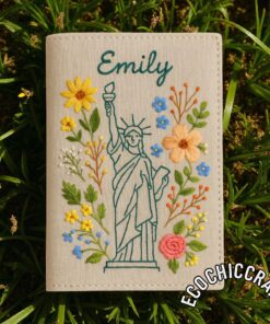 Alternative view of Embroidered Passport Cover- Custom Handmade Travel Wallet with Landmark Designs, Personalized Gift for Travelers, Honeymoon & Adventure