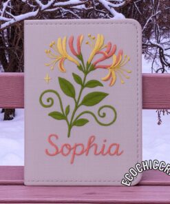 Alternative view of Embroidered Climbing Flower Passport Cover, Handmade Morning Glory Honeysuckle Rose Wisteria Jasmine Clematis Bougainvillea Travel Wallet