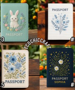 Hand Embroidered Floral Passport Cover, Handmade Flower Travel Wallet, Personalized Embroidery Passport Holder, Botanical Passport Case Gift - Image 7