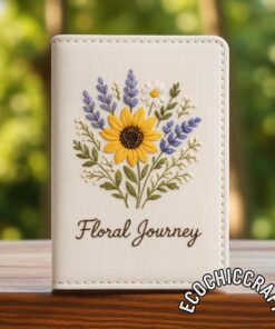 Hand Embroidered Floral Passport Cover, Handmade Flower Travel Wallet, Personalized Embroidery Passport Holder, Botanical Passport Case Gift