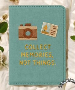 Alternative view of Embroidered Travel Quote Passport Cover, Hand Embroidery Card Sleeve Wallet, Inspiration Passport Holder, Young Travelers Wanderlust Gift