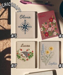 Custom Embroidered Passport Cover with Name - Hand-Stitched Wildflowers, Personalized Travel Wallet, Floral Passport Holder, Handmade Gift - Image 5
