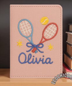 Alternative view of Hand Embroidered Sports Passport Cover Sleeve, Custom Travel Wallet for Athletes, Sports Lovers Personalized Gift, Soccer Tennis Basketball