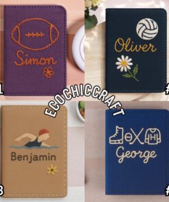 Hand Embroidered Sports Passport Cover Sleeve, Custom Travel Wallet for Athletes, Sports Lovers Personalized Gift, Soccer Tennis Basketball - Image 4