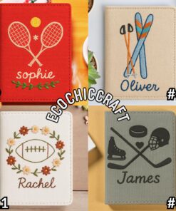 Hand Embroidered Sports Passport Cover Sleeve, Custom Travel Wallet for Athletes, Sports Lovers Personalized Gift, Soccer Tennis Basketball - Image 6