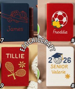 Hand Embroidered Sports Passport Cover Sleeve, Custom Travel Wallet for Athletes, Sports Lovers Personalized Gift, Soccer Tennis Basketball - Image 8