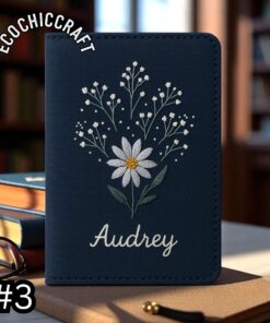 Hand-Embroidered Linen Passport Cover: Floral Travel Wallet - Image 4