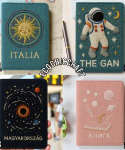Planets & Stars Hand Embroidered Passport Cover, Celestial Galaxy Passport Holder, Handmade Space Travel Wallet Gift, Astronomy Nerd Present - Image 4