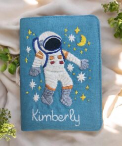 Planets & Stars Hand Embroidered Passport Cover, Celestial Galaxy Passport Holder, Handmade Space Travel Wallet Gift, Astronomy Nerd Present - Image 6