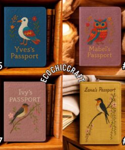 Hand Embroidered Passport Cover, Hummingbird Swallow Peacock Owl Seagull Sparrow Design, Bird Embroidery Travel Gift - Image 5