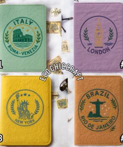 Vintage Travel Stamp Design Paris Tokyo New York, Hand Embroidered Passport Cover, Unique World Travel Wallet Gift for Culture Lovers - Image 4