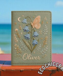 Alternative view of Bluebell Daisy Embroidered Passport Cover, Handmade Fabric Passport Holder, Wildflower Embroidery Passport Case, Cottagecore Passport Wallet