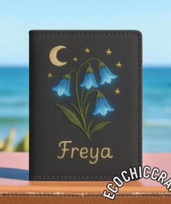 Bluebell Daisy Embroidered Passport Cover, Handmade Fabric Passport Holder, Wildflower Embroidery Passport Case, Cottagecore Passport Wallet