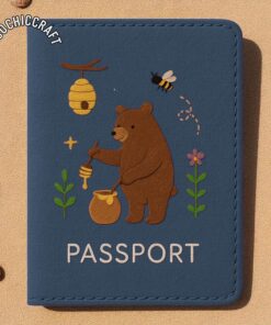 Alternative view of Wild Animal Passport Holder, Tiger Lion Bear Deer Elephant Camel Zebra Travel Gift for Nature Lovers, Hand Embroidered Passport Cover