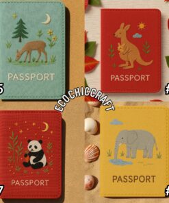 Wild Animal Passport Holder, Tiger Lion Bear Deer Elephant Camel Zebra Travel Gift for Nature Lovers, Hand Embroidered Passport Cover - Image 5