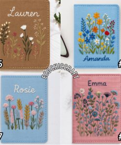 Hand Embroidered Passport Cover with Flower Garden Embroidery, Vintage Floral Travel Wallet, Handmade Passport Holder, Valentine's Day Gift - Image 3