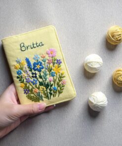 Hand Embroidered Passport Cover with Flower Garden Embroidery, Vintage Floral Travel Wallet, Handmade Passport Holder, Valentine's Day Gift - Image 9