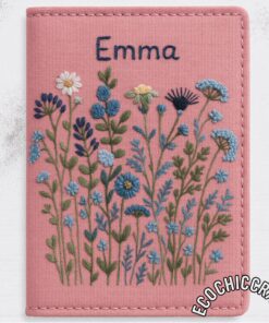 Hand Embroidered Passport Cover with Flower Garden Embroidery, Vintage Floral Travel Wallet, Handmade Passport Holder, Valentine's Day Gift - Image 10