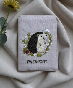 Alternative view of Hand Embroidered Cute Animal Passport Cover, Whimsical Animal Passport Holder, Handmade Travel Wallet, Adorable Sheep Squirrel Hedgehog Gift