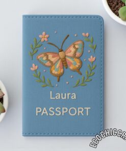Hand Embroidered Cute Animal Passport Cover, Whimsical Animal Passport Holder, Handmade Travel Wallet, Adorable Sheep Squirrel Hedgehog Gift - Image 4