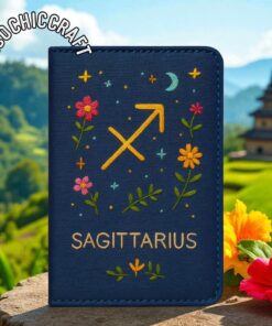 Alternative view of Zodiac Sign Passport Cover - Hand Embroidered Astrology Travel Wallet, Custom Horoscope Birthday Gift, Constellation Holder for Her