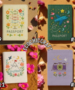 Travel Embroidered Passport Cover - Handmade Adventure Passport Holder with Plane, Train, Mountain, Camping | Personalized Travel Cute Gift - Image 6