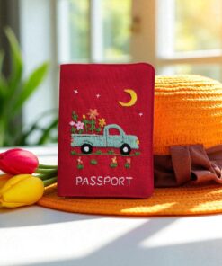 Alternative view of Transportation Embroidered Passport Cover - Handmade Travel Wallet with Plane, Train, Bike, Bus | Gift for Travelers, Kids & Adventurers