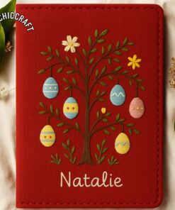 Alternative view of Easter Embroidered Passport Cover, Handmade Easter Egg Bunny Passport Card Holder, Spring Travel Gift, Floral Travel Wallet