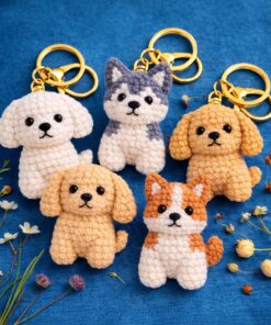 Crochet Dog Keychain - Handmade Dog Keychain, Husky Golden Alaska Amigurumi Puppy Bag Charm Gift, Bag Charm, Handmade Gift, Crochet Animal