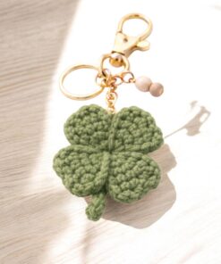 Alternative view of Crochet Four Leaf Clover Keychain - Handmade Lucky Clover Keychain, Amigurumi Green Bag Charm, Good Luck Gift, Gift for Lovers