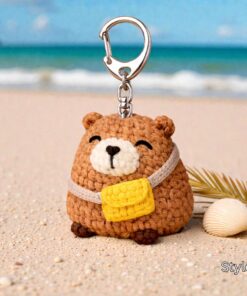 Crochet Cute Capybara Keychain- Handmade Capybara Amigurumi, Animal Keyring, Kawaii Bag Charm Gift, Handmade Gift, Crochet Animal - Image 4