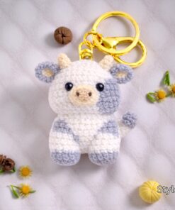 Alternative view of Crochet Cow Keychain - Handmade Cow Keychain, Holstein Jersey Brahman Amigurumi Farm Animal Bag Charm Gift, Handmade Gift, Crochet Animal