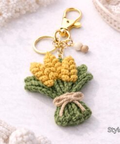 Alternative view of Crochet Wheat Keychain - Handmade Wheat Keychain, Amigurumi Grain Bag Charm, Rustic Cottagecore Gift, Cute Marine Life Gift