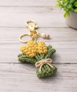 Crochet Wheat Keychain - Handmade Wheat Keychain, Amigurumi Grain Bag Charm, Rustic Cottagecore Gift, Cute Marine Life Gift - Image 6