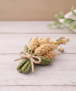 Crochet Wheat Keychain - Handmade Wheat Keychain, Amigurumi Grain Bag Charm, Rustic Cottagecore Gift, Cute Marine Life Gift - Image 5