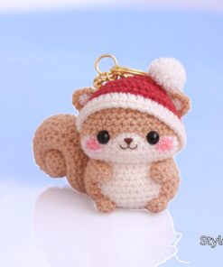 Alternative view of Crochet Squirrel Keychain - Handmade Amigurumi Squirrel Keyring, Cute Crochet Animal Keychain, Mini Plush Bag Charm, Gift for Animal Lovers
