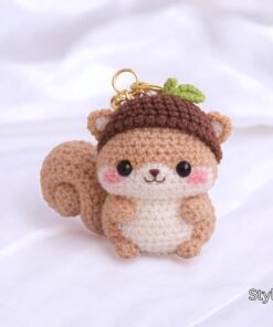 Crochet Squirrel Keychain - Handmade Amigurumi Squirrel Keyring, Cute Crochet Animal Keychain, Mini Plush Bag Charm, Gift for Animal Lovers - Image 3